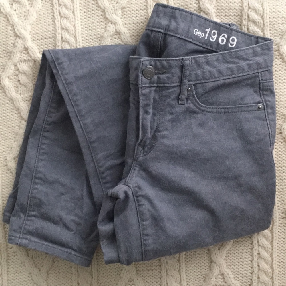 GAP always skinny gray floral design jeans